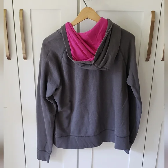 The North Face Hoodie Womens XL Gray Pink Full Zip Y2K Fleece Sporty Sweatshirt - Picture 3 of 3